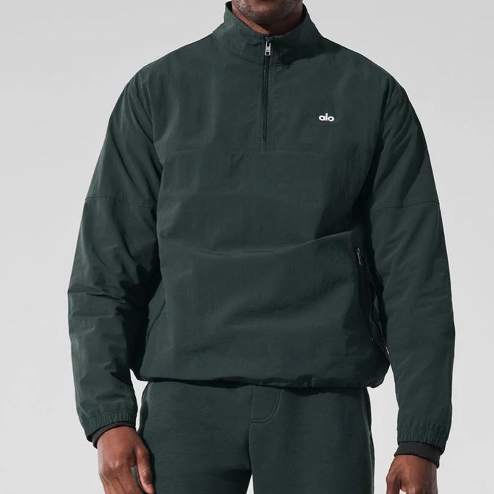 ALO Yoga Men's Dark Green Quarter-Zip Performance Jacket